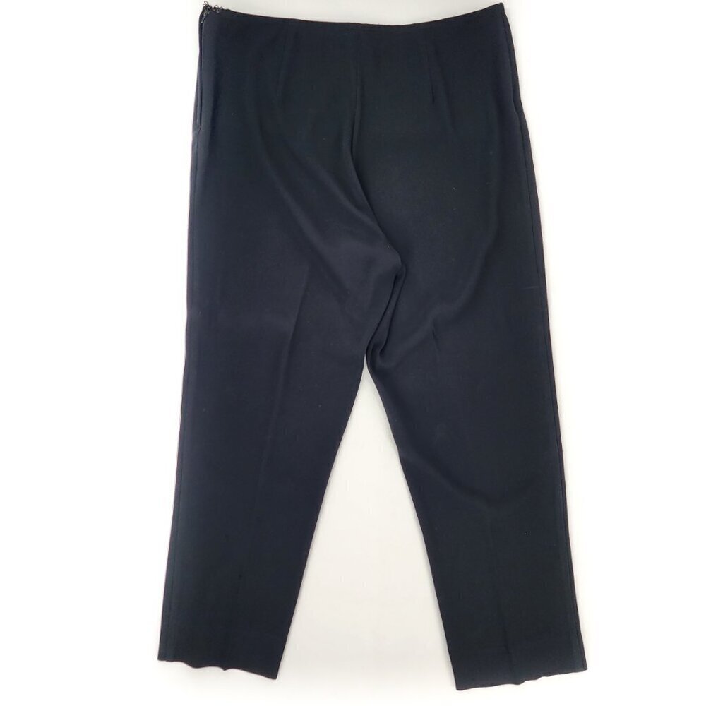 MARINA RINALDI Max Mara Black Crepe Dress Pants Side Zip 123 Size MR 21 / US 12 - Picture 2 of 4